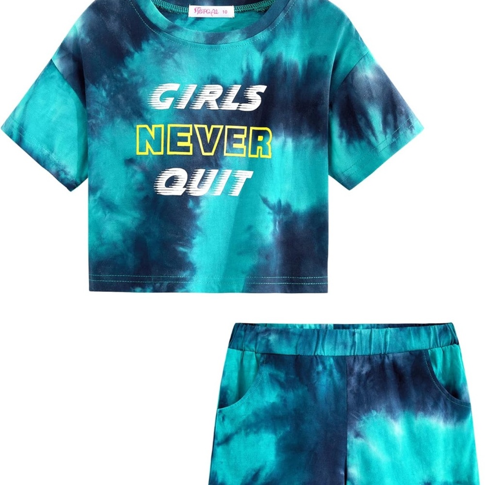 Tie-Dye “Girls Never Quit” Set